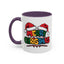 Christmas Mug - Merry Christmas Red Yellow & Blue Text Red Hats