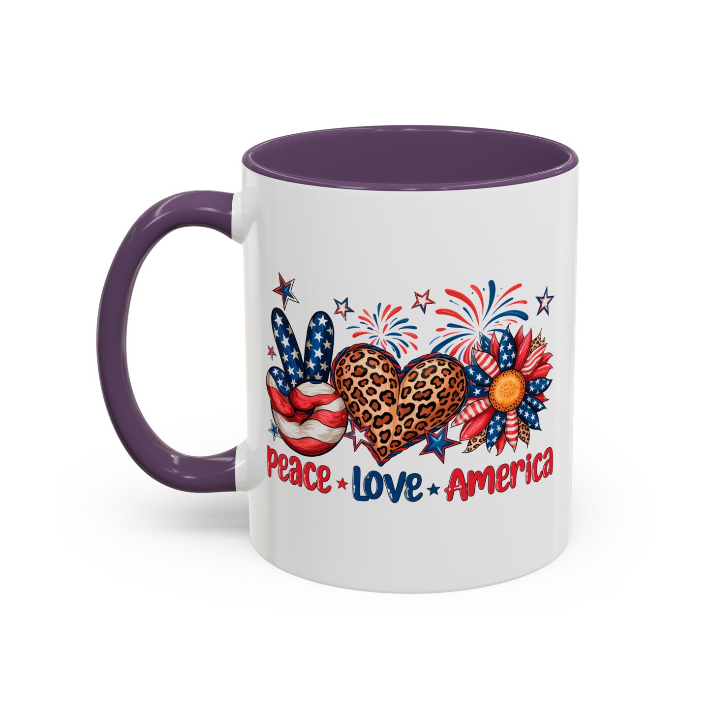 4th of July Mug - Peace Love America