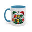 Christmas Mug - Merry Christmas Red Yellow & Green Text Green & Red Hat