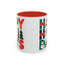 Christmas Mug - Happy Holidays Green Red & Blue Decorative Text