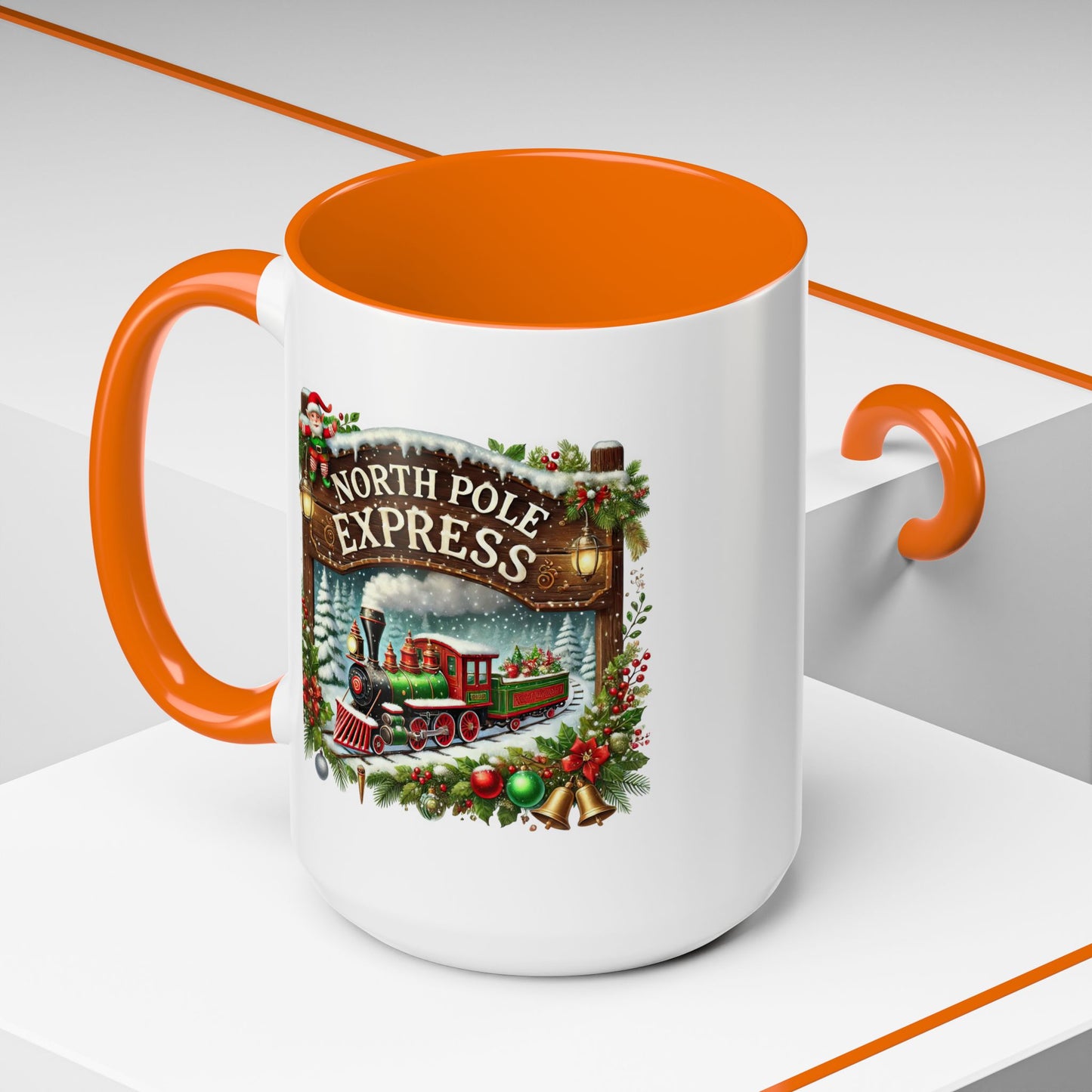 Christmas Mug - North Pole Express Steam Locomotive Ornaments