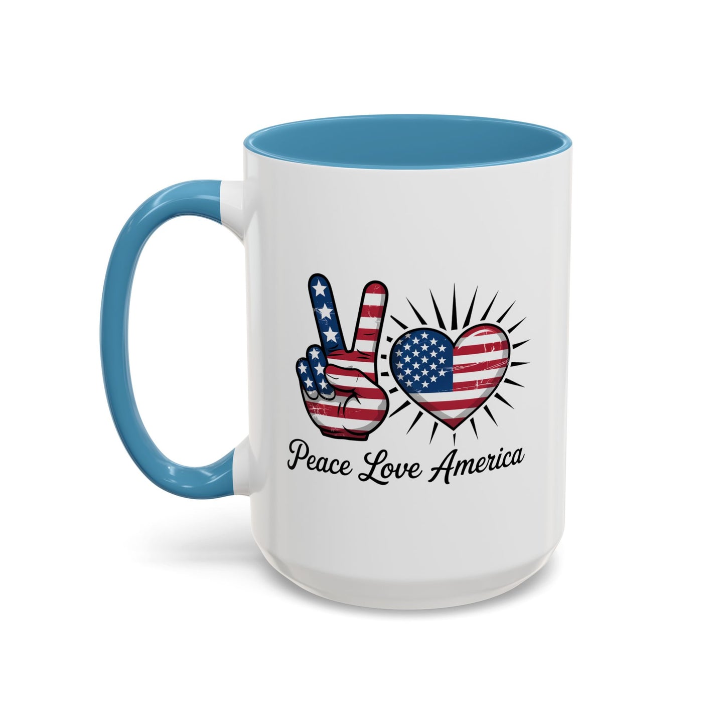 4th of July Mug - Peace Love America