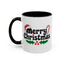 Christmas Mug - Merry Christmas Black Text Hat Candy Cane Mistletoe