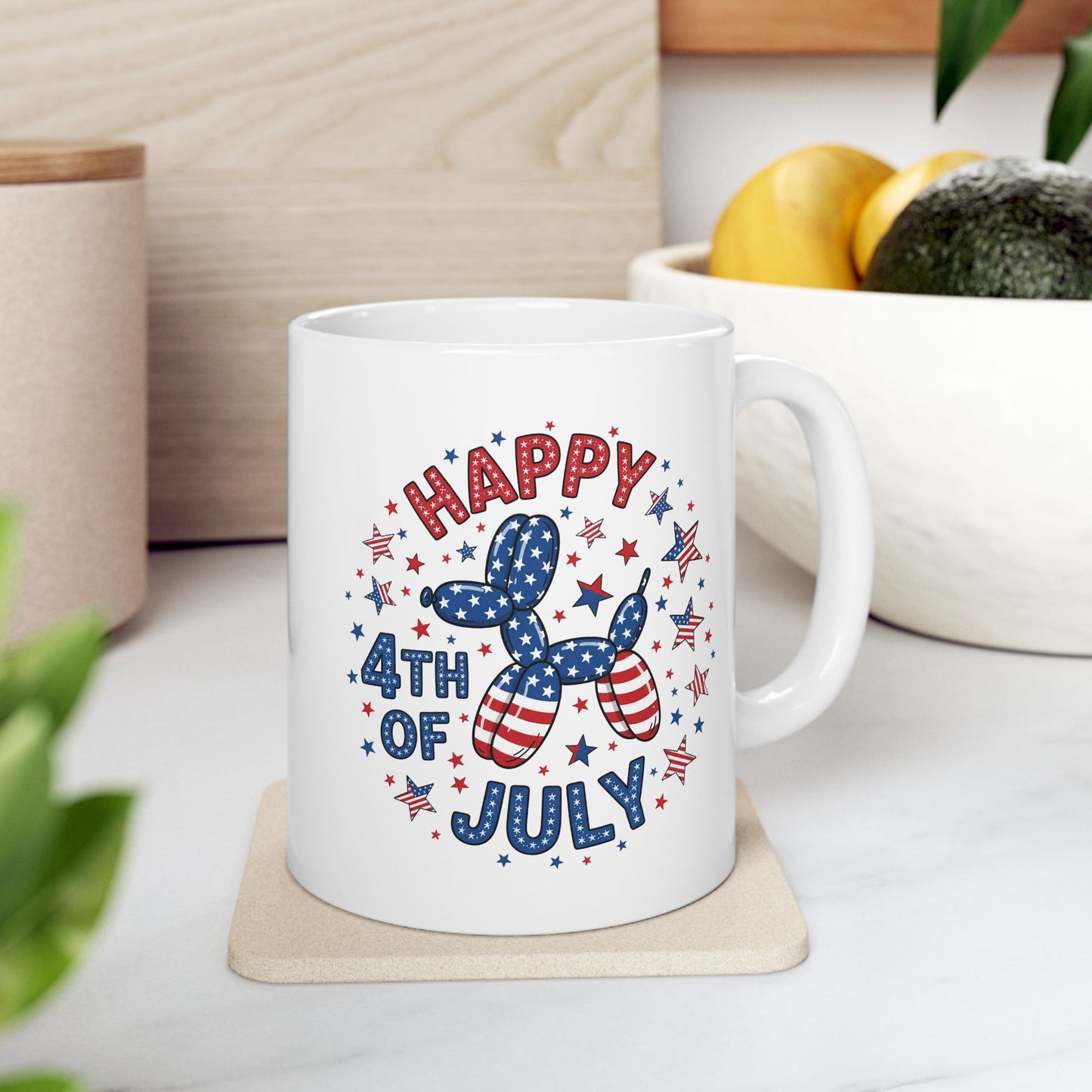 4th of July Mug - Happy 4th of July Dog Balloon