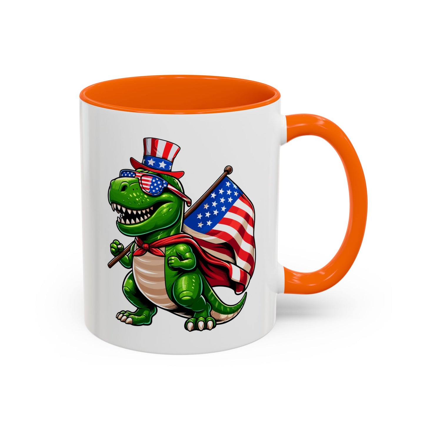 4th of July Mug - T Rex Dinosaur USA Flag