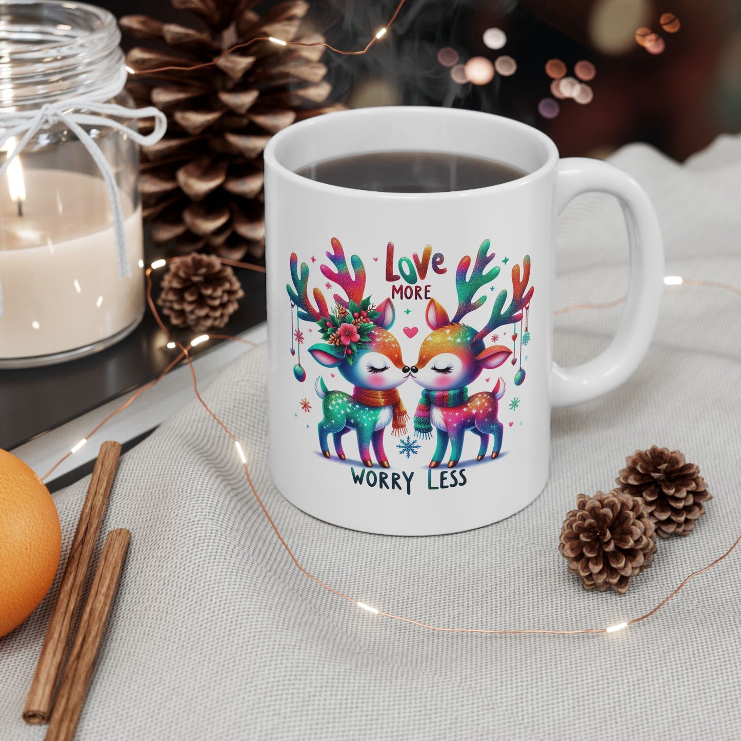 Christmas Mug - Love More Worry Less