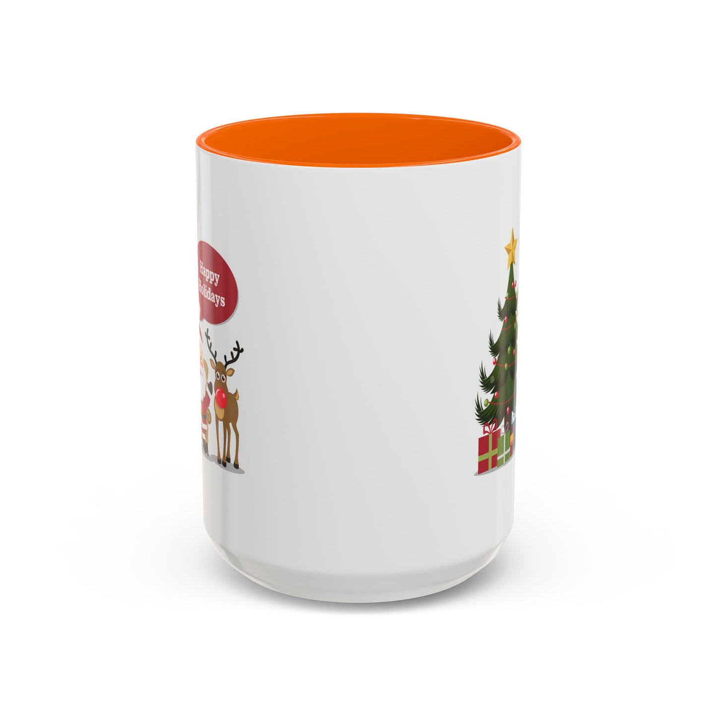 Christmas Mug - Happy Holidays Callout Santa Tree Presents Reindeer