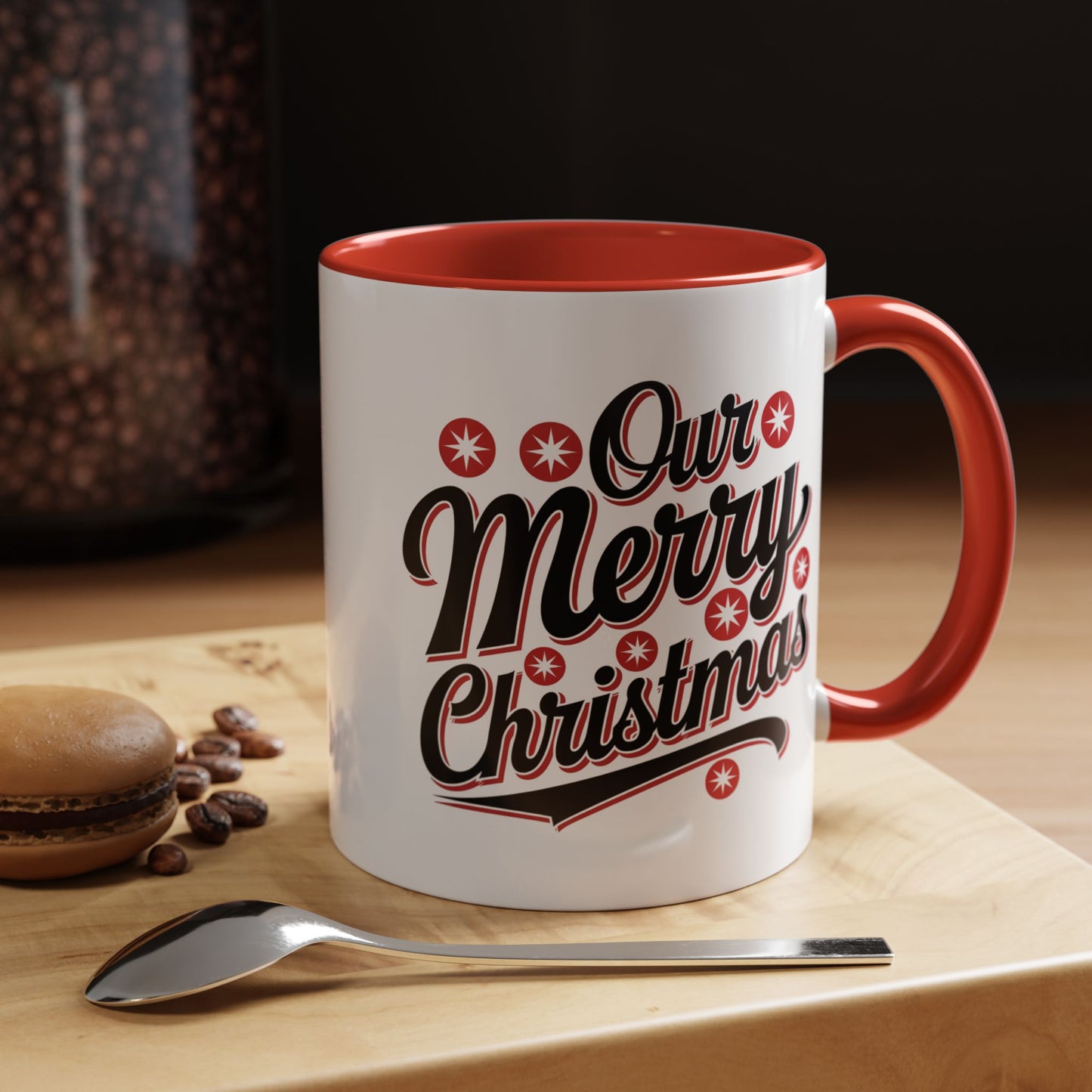 Christmas Mug - Merry Christmas Black Red & White Baseball Text