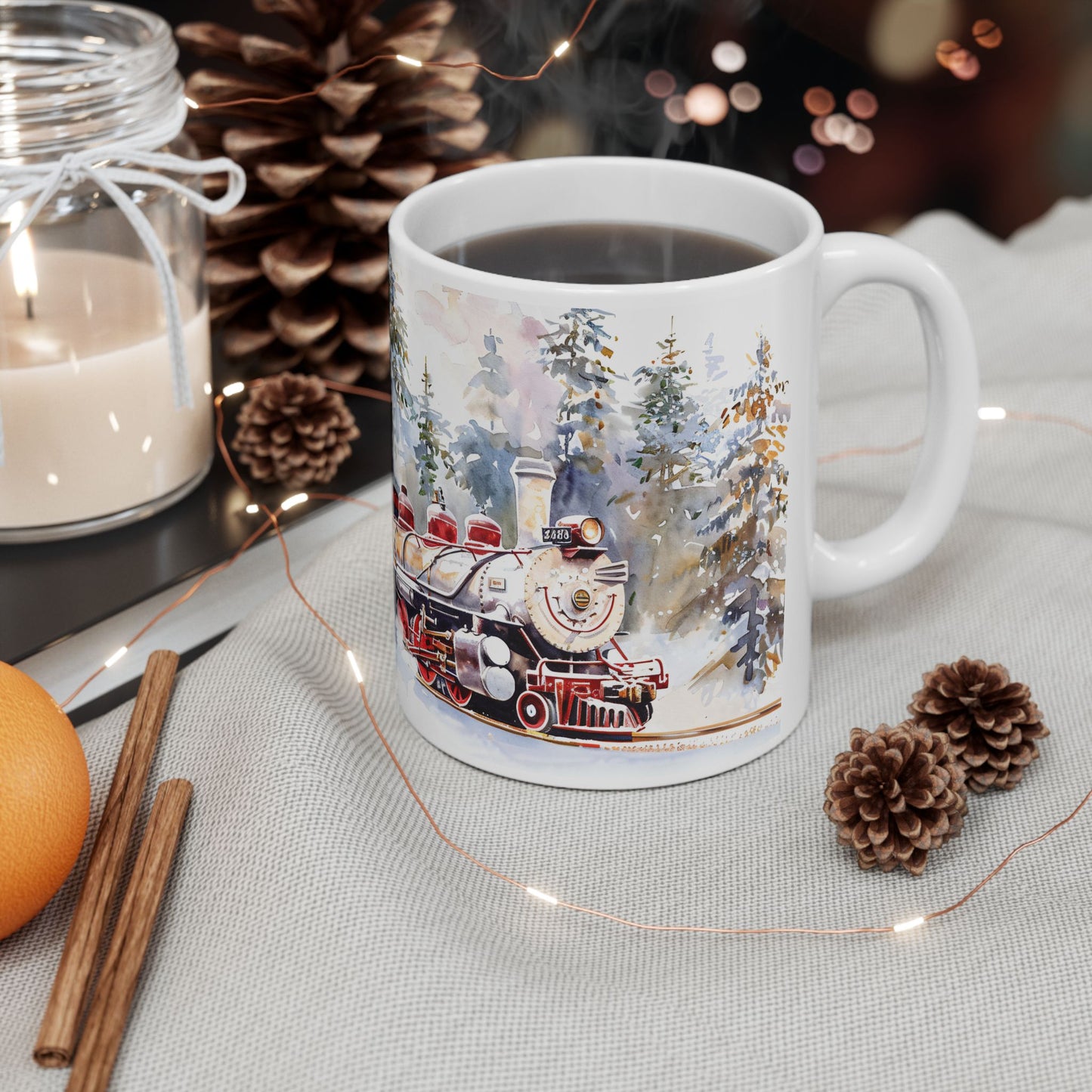 Christmas Mug - Snowy Landscape Train Wrap 6