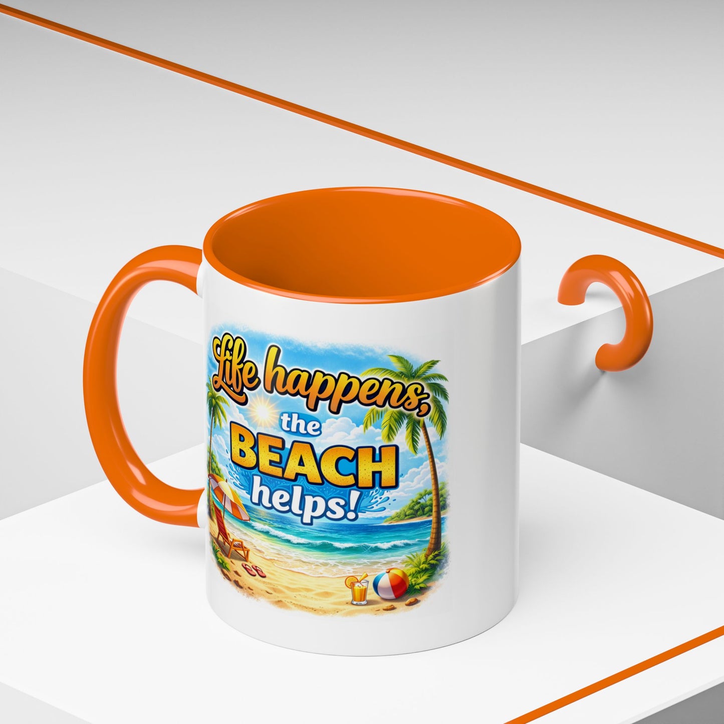 Humor Mug - Life Happens the beach Helps
