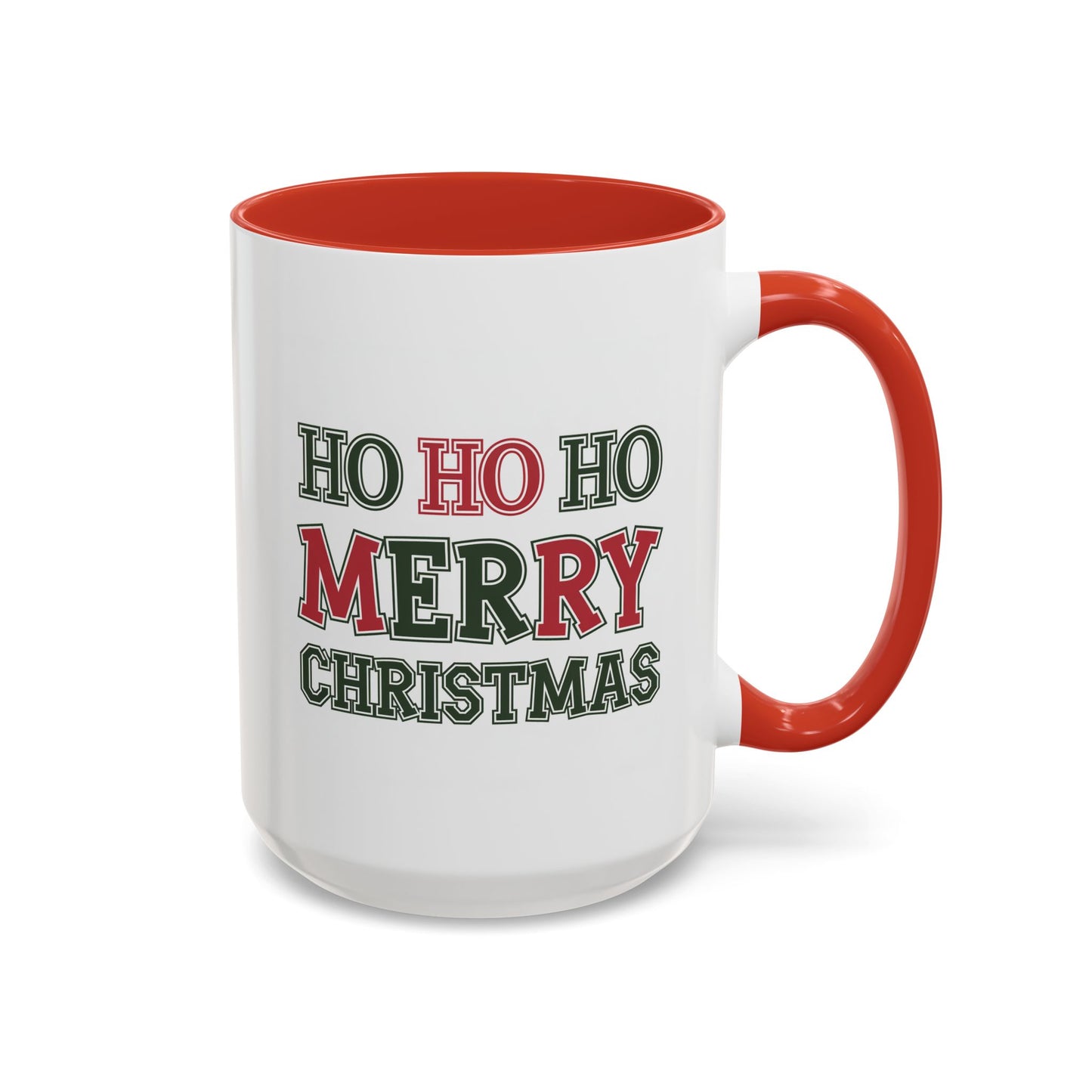 Christmas Mug - Ho Ho Ho Merry Christmas Green & Red Text 2