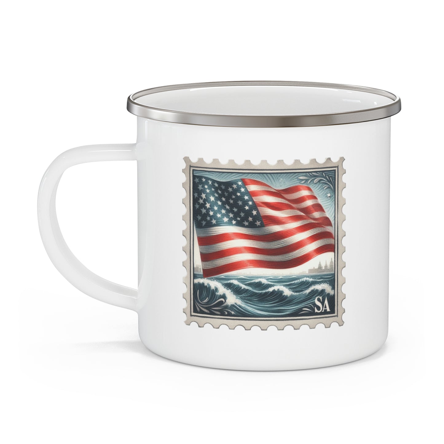4th of July Mug - American Flag Sea Stamp
