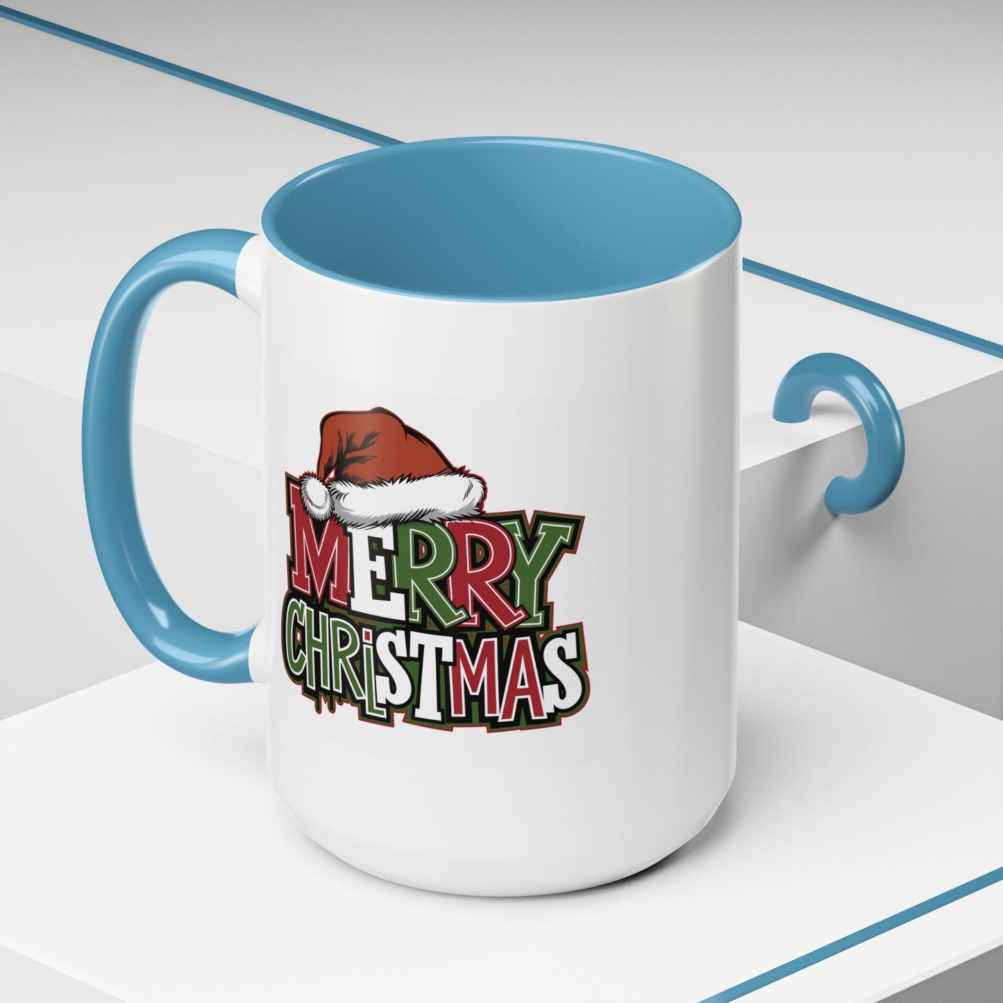 Christmas Mug - Merry Christmas Red Green & White Graffiti Hat