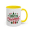 Christmas Mug - Merry Christmas Green & Red Text Tree Snowflakes Presents