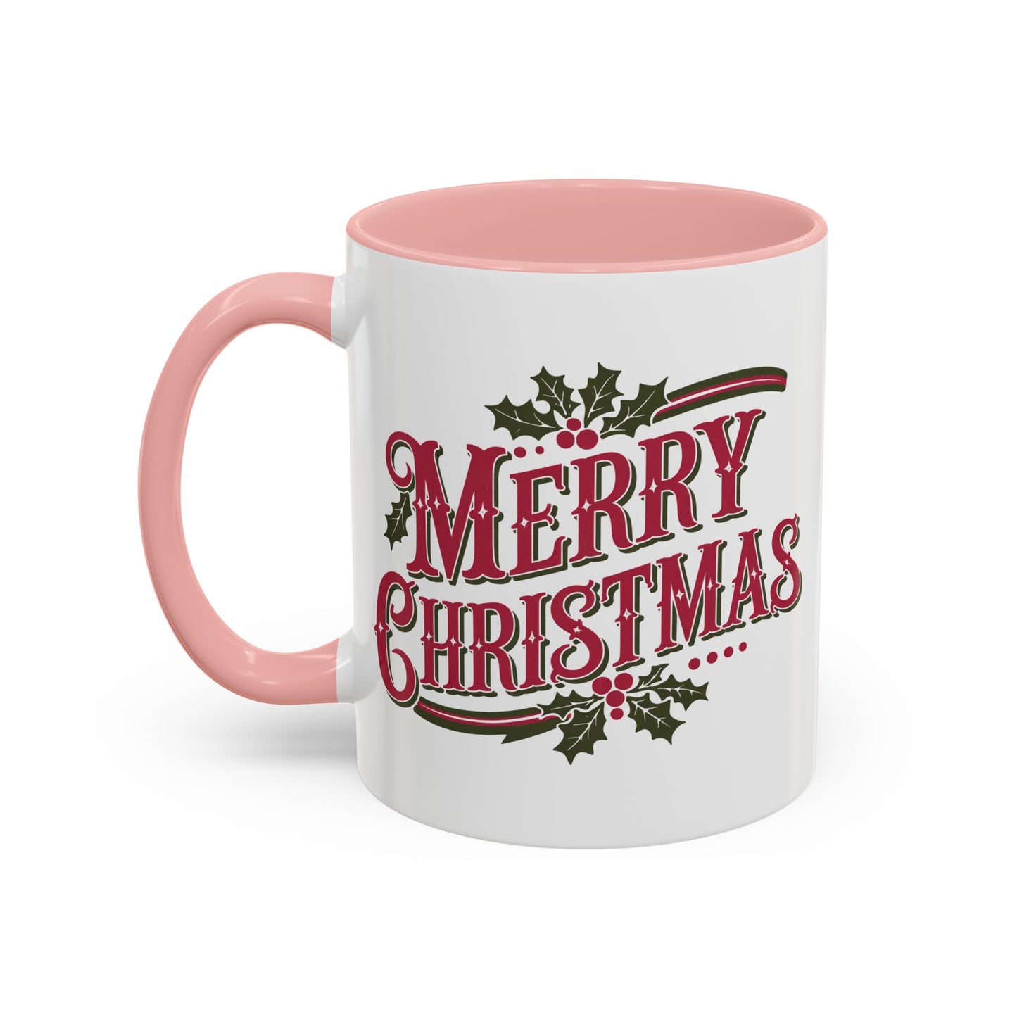 Christmas Mug - Merry Christmas Maroon & Green Text Decorations