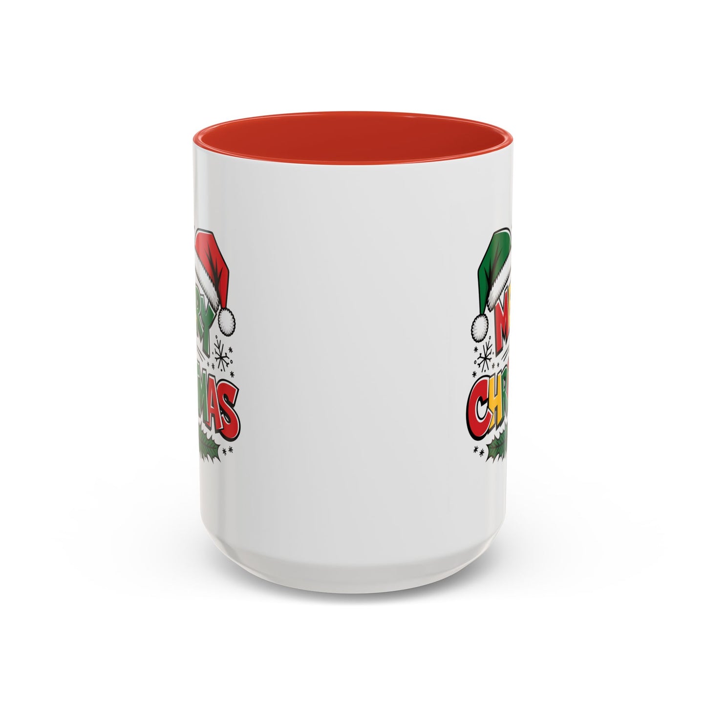 Christmas Mug - Merry Christmas Red Yellow & Green Text Green & Red Hat