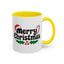 Christmas Mug - Merry Christmas Black Text Hat Candy Cane Mistletoe