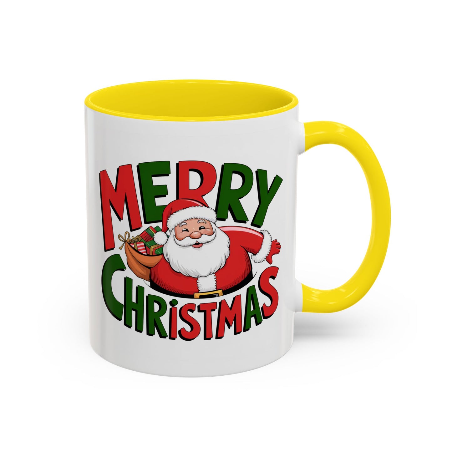 Christmas Mug - Green & Red Text Santa Presents