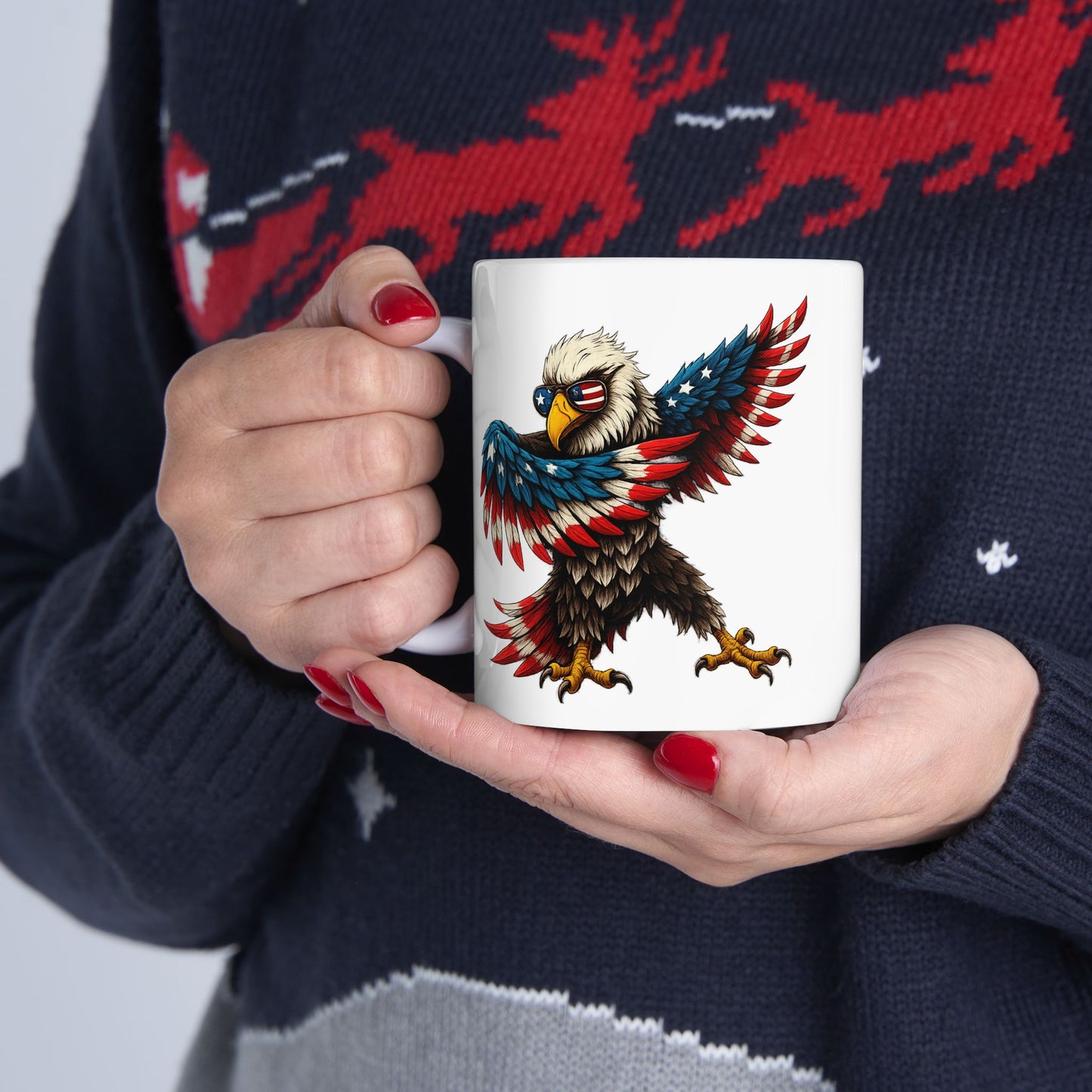 4th of July Mug - Patriotic Bald Eagle American Flag