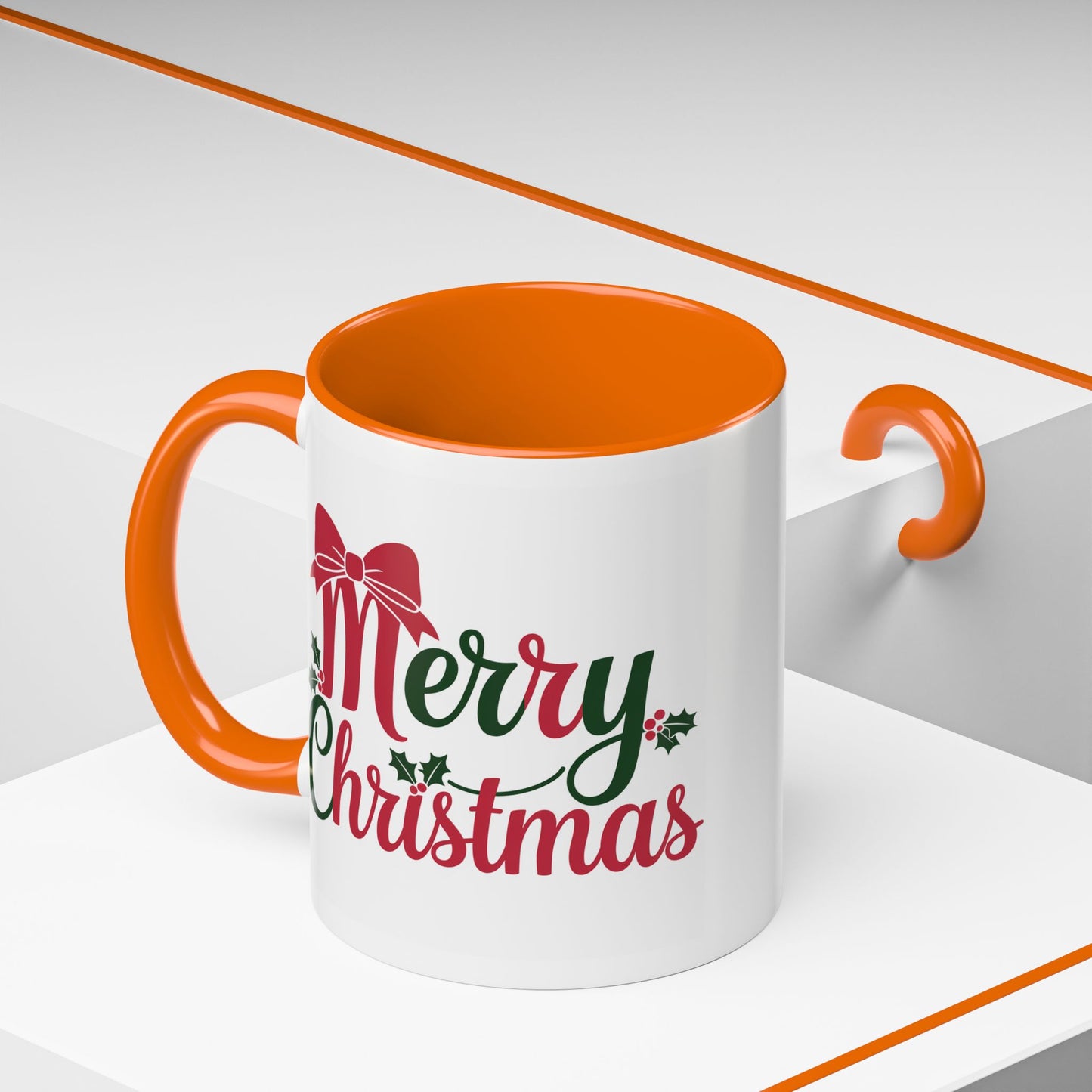 Christmas Mug - Merry Christmas Red & Green Text Bow