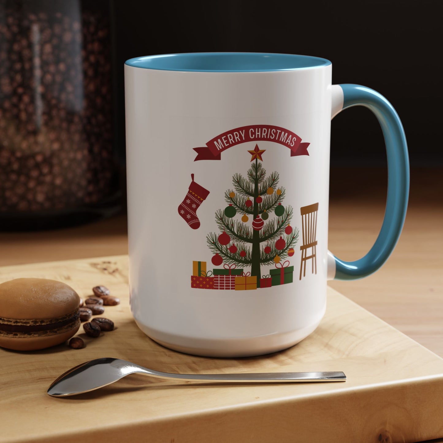 Christmas Mug - Merry Christmas Banner Tree Presents