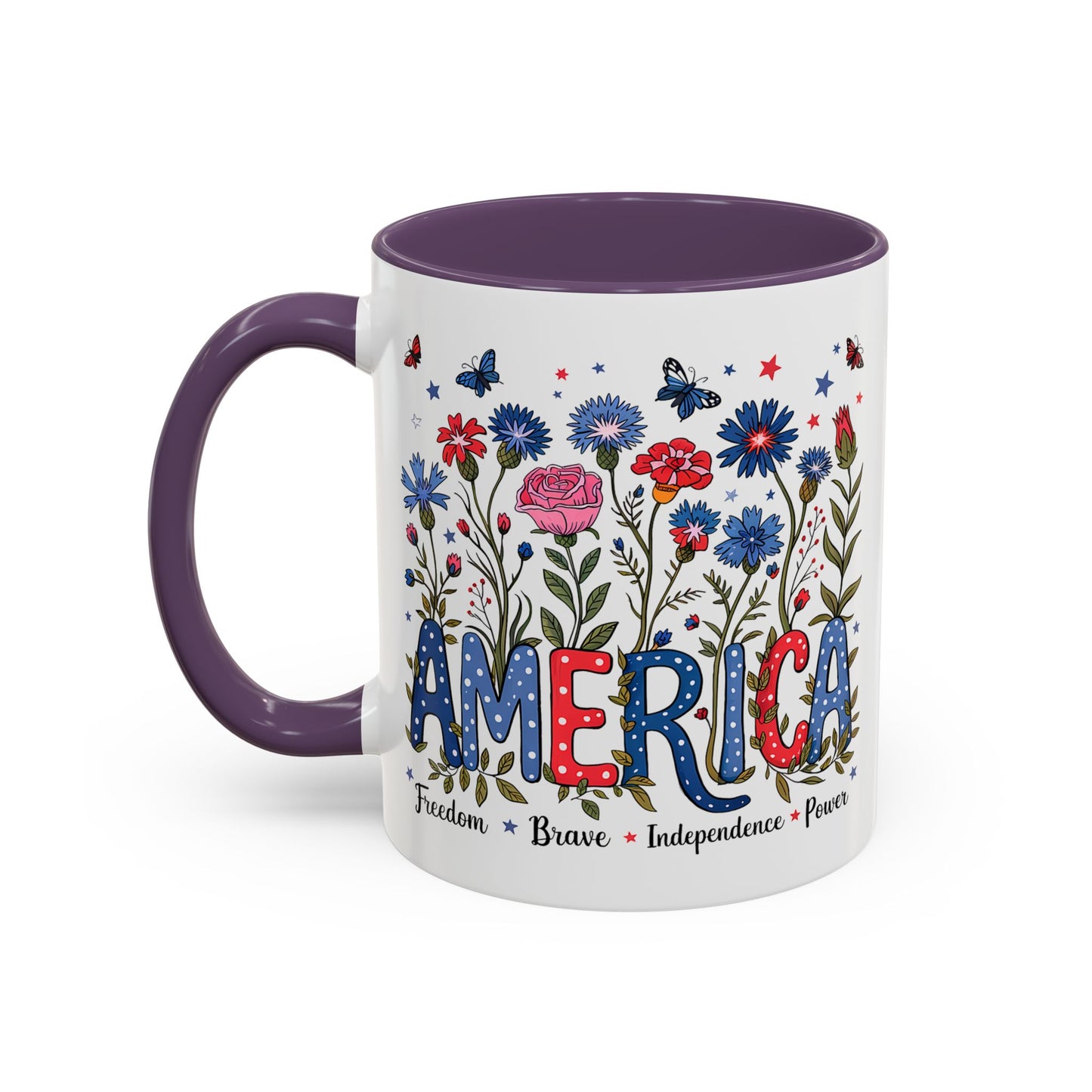 4th of July Mug - Floral America Patriotic