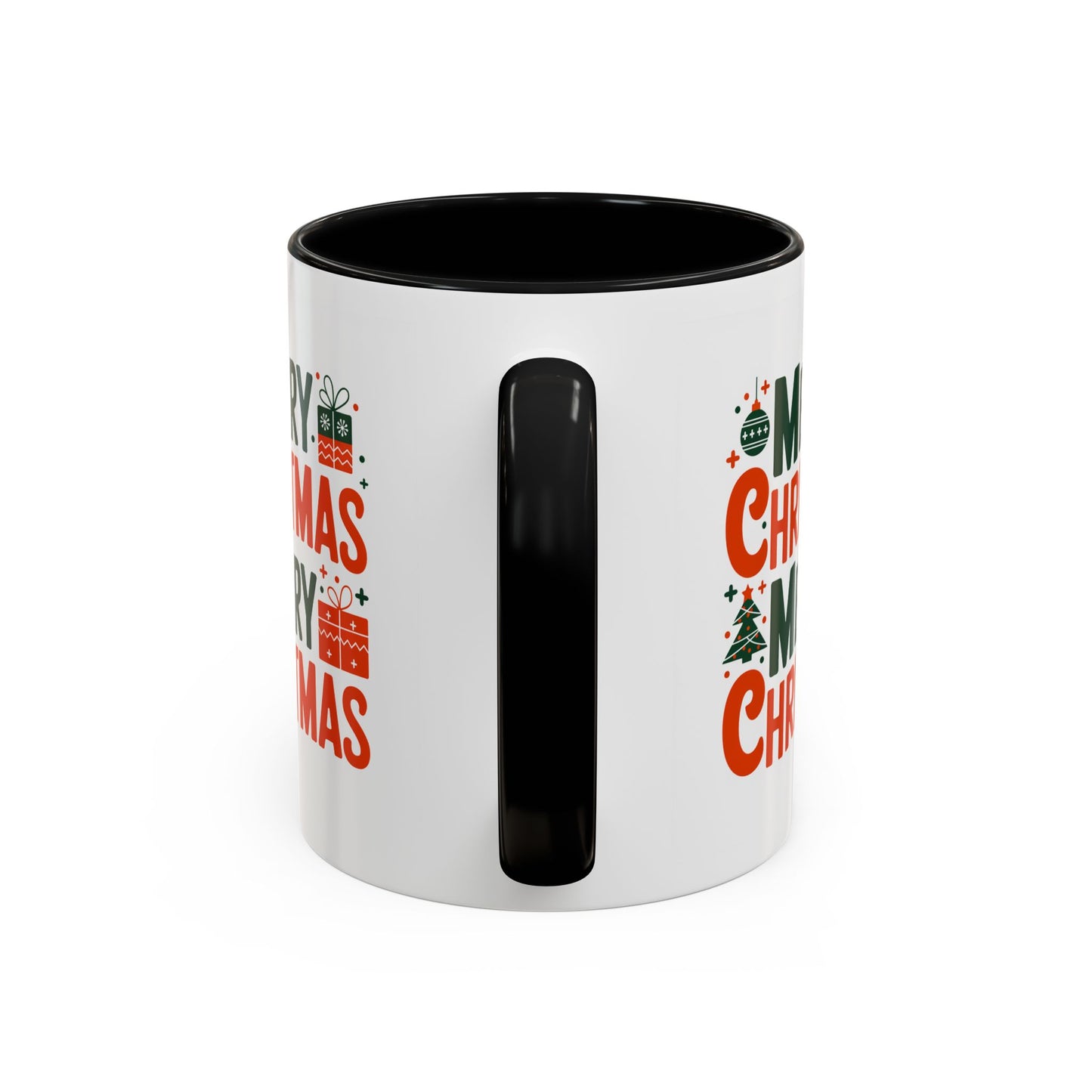 Christmas Mug - Green & Red Text Tree Presents