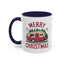 Christmas Mug - Merry Christmas Maroon Text Camper Trees Snowflakes