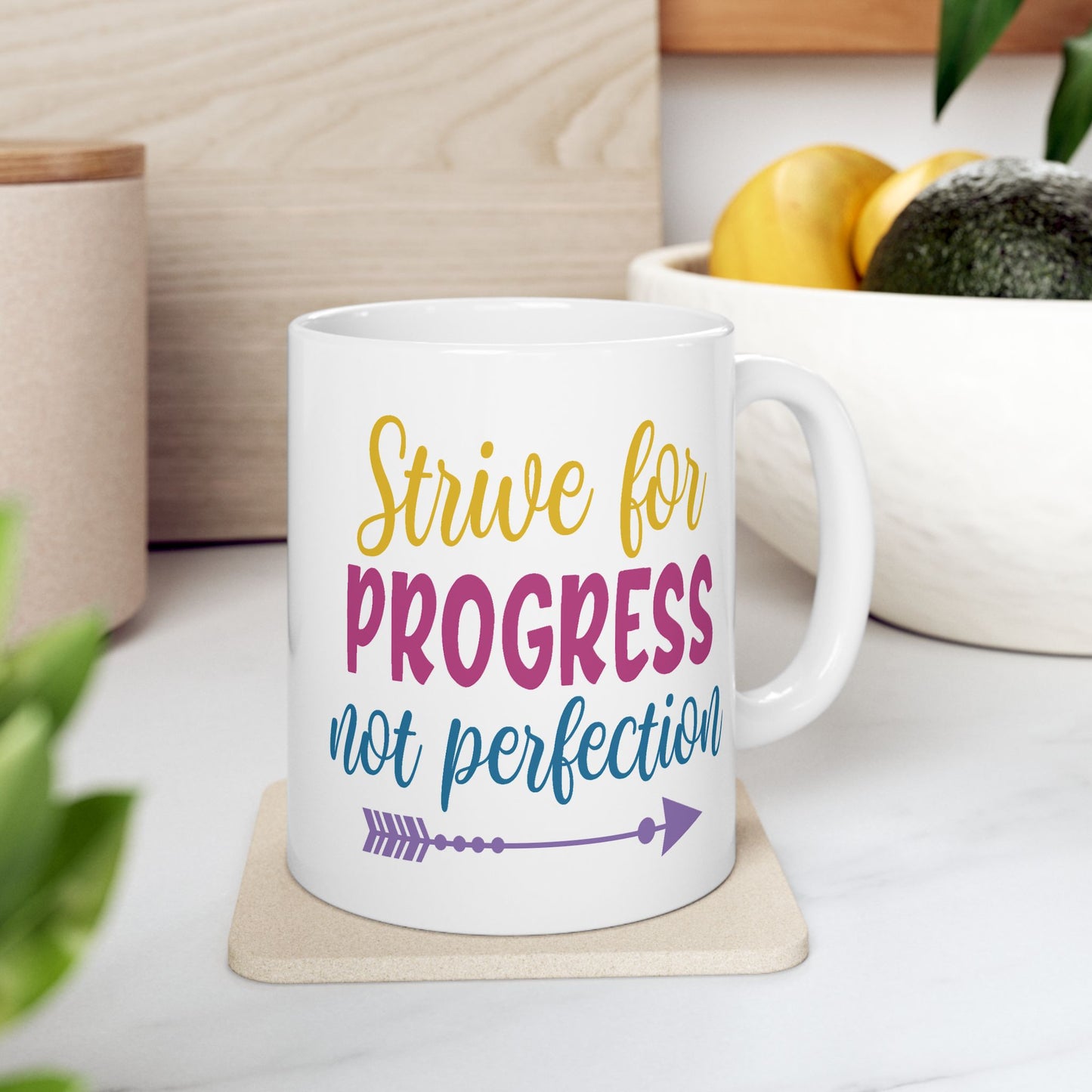 Motivation Mug - Strive For Progress Not Perfection Sticker