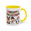 Christmas Mug - Red Green & Gold Text Reindeer Snowman Penguin