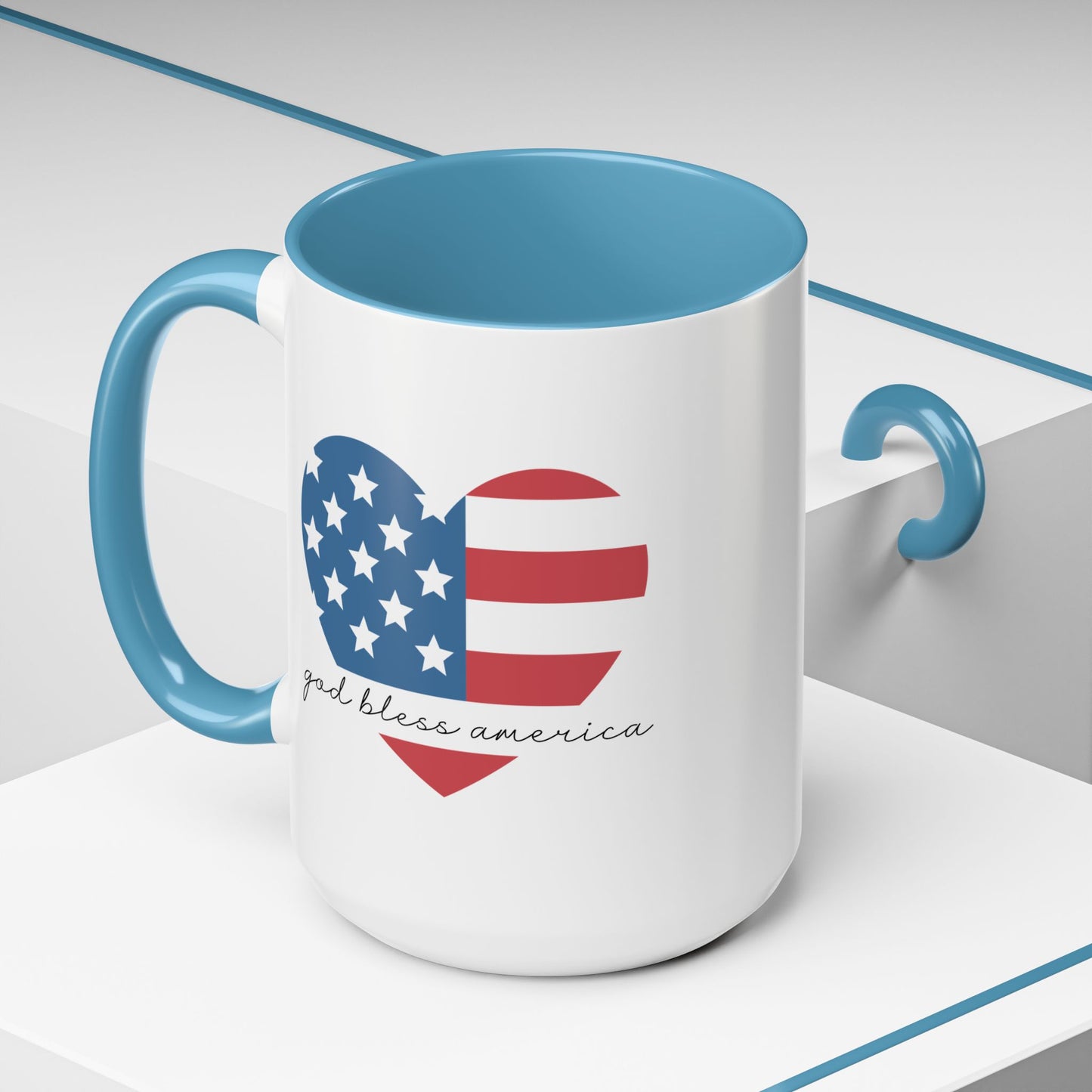 4th of July Mug - God Bless America Flag Heart