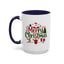 Christmas Mug - Merry Christmas Red & Green Text Santa Reindeer Tree Sleigh Ornaments
