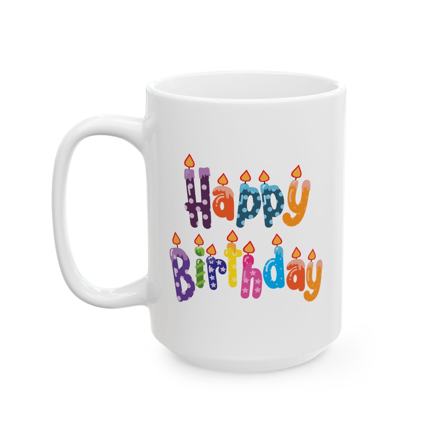 Birthday Mug - Happy Birthday Letter Candles