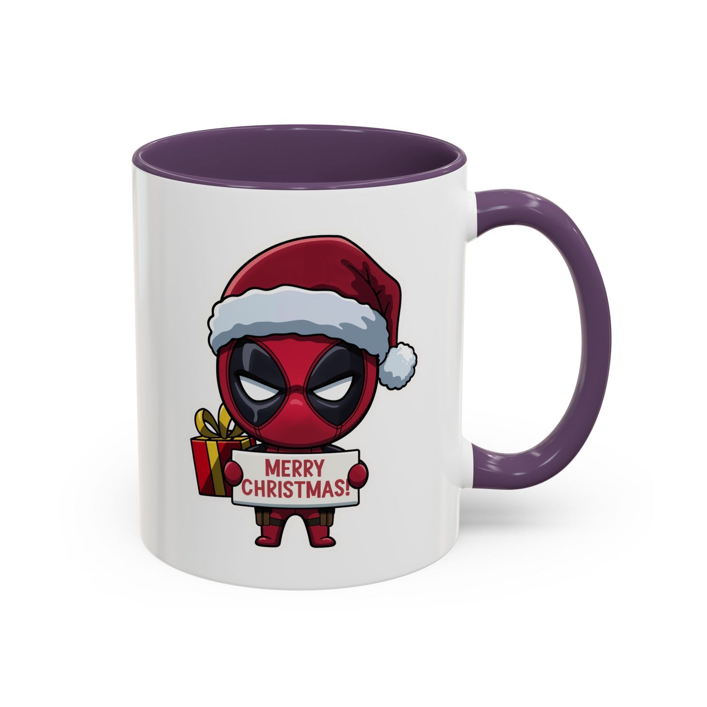 Christmas Mug - Merry Christmas Red Text Superhero