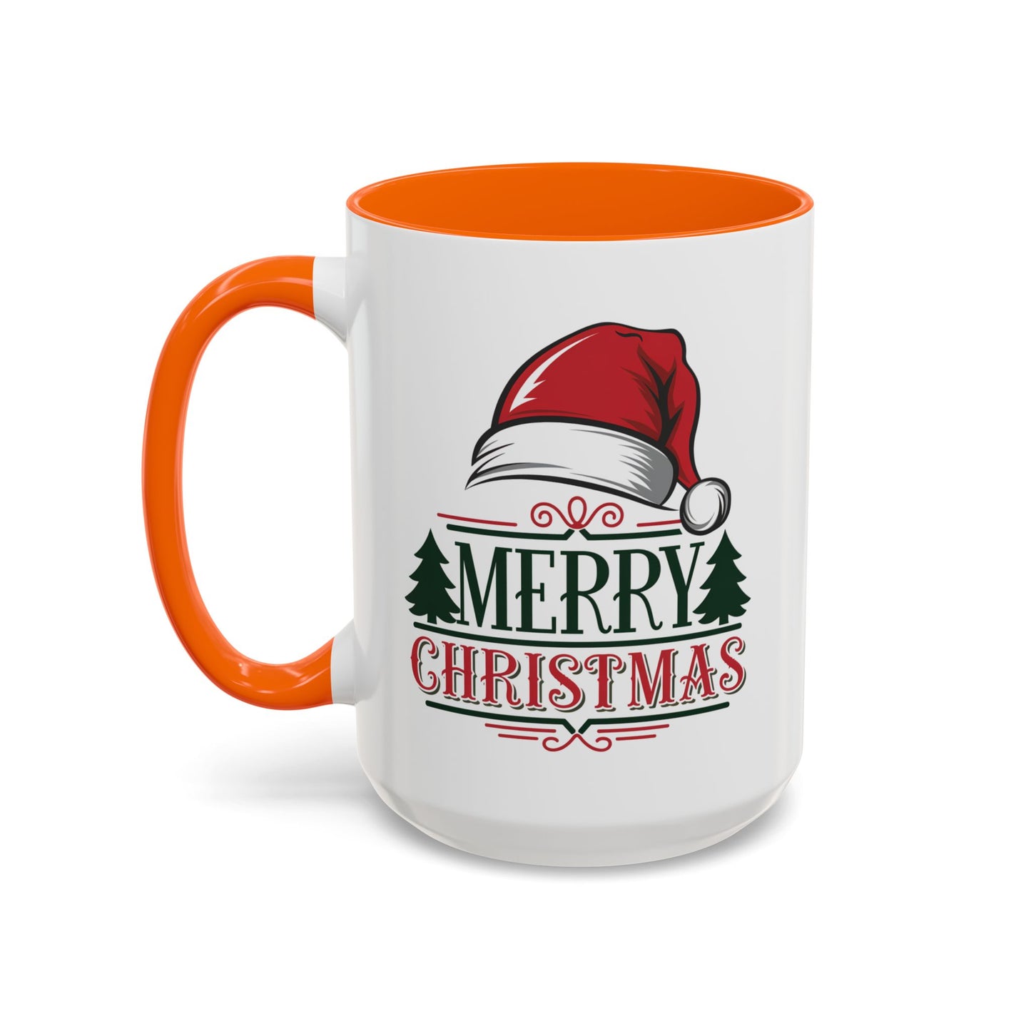 Christmas Mug - Merry Christmas Green & Red Text Red Hat
