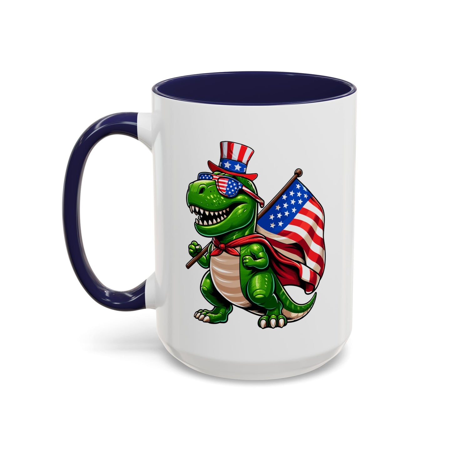 4th of July Mug - T Rex Dinosaur USA Flag