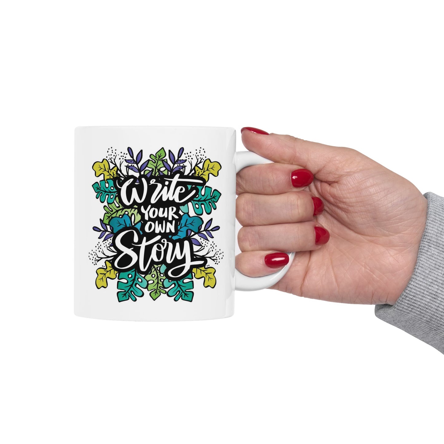 Motivation Mug - Write Your Own Story Leaves
