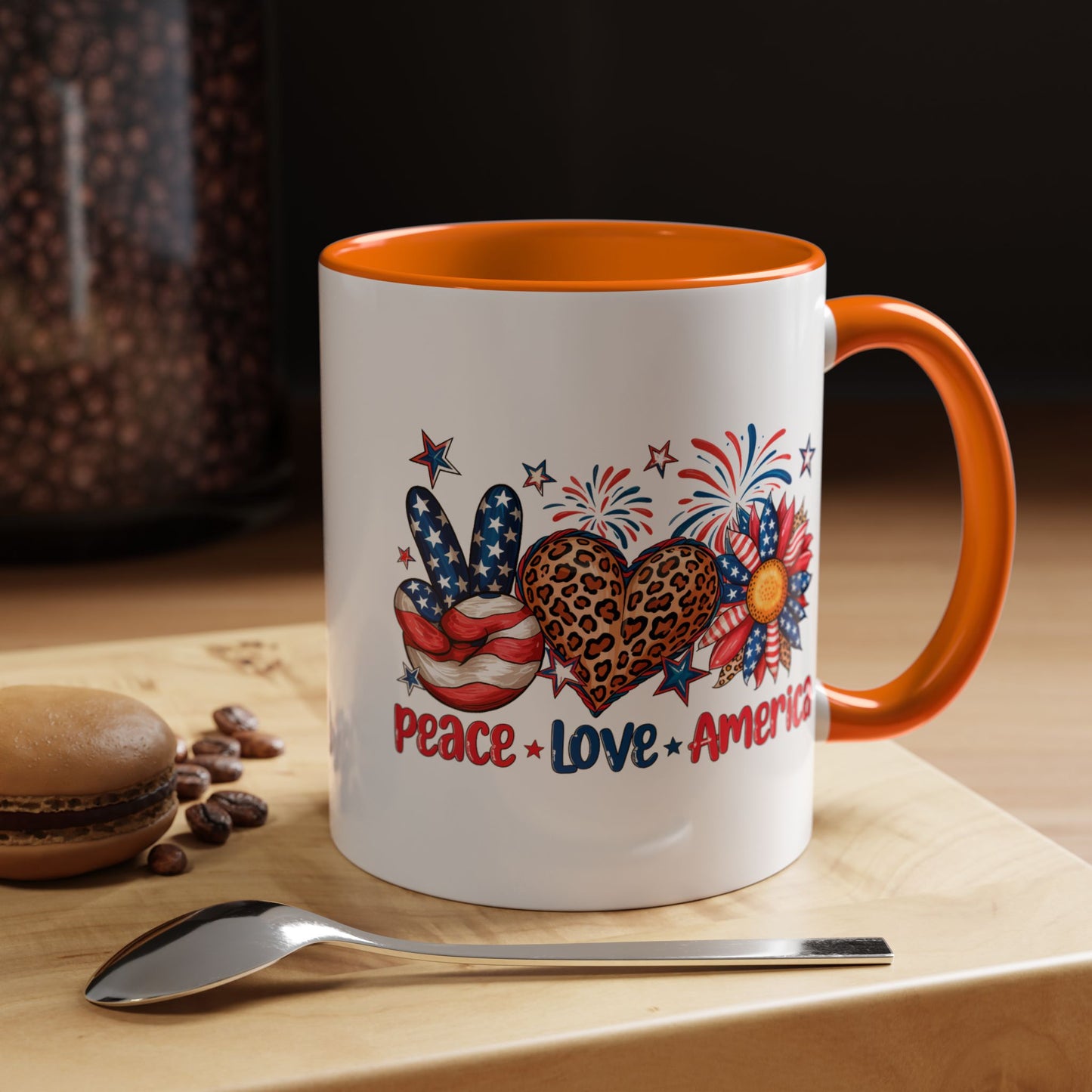 4th of July Mug - Peace Love America
