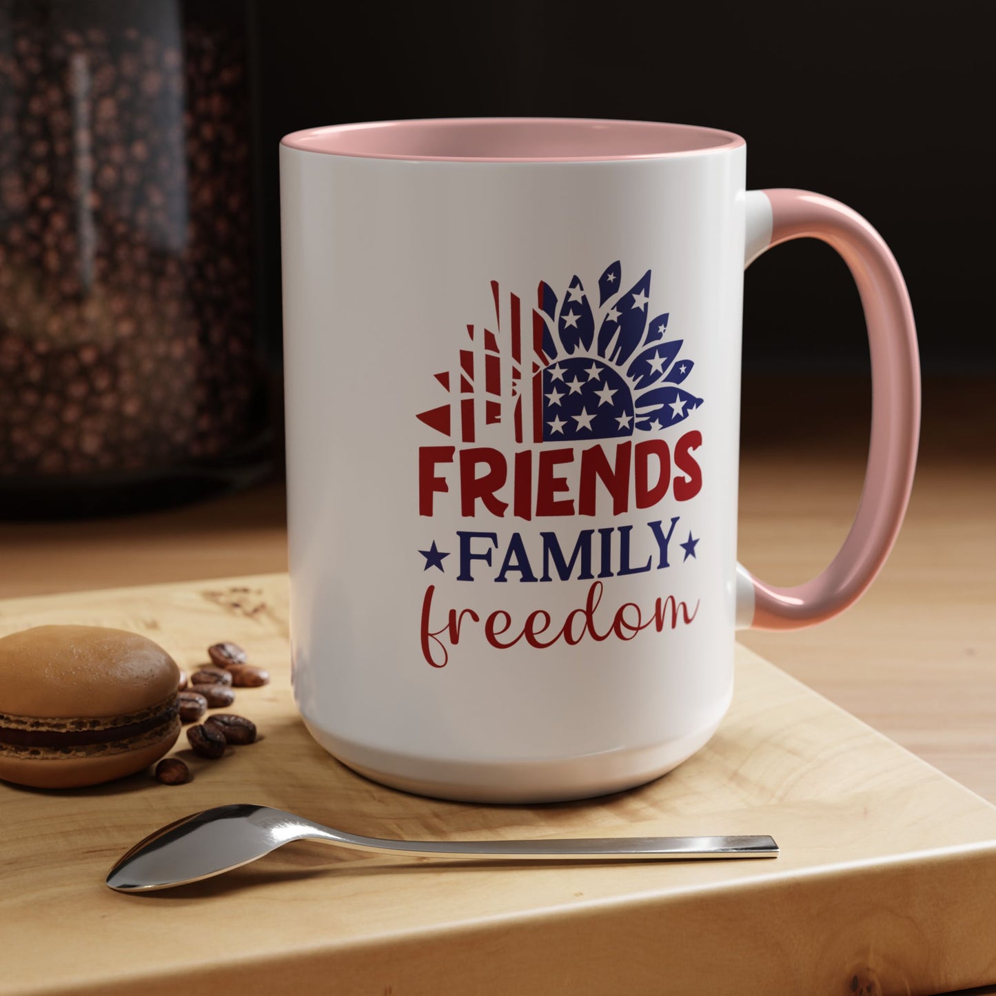 4th of July Mug - Friends Family Freedom Sunflower