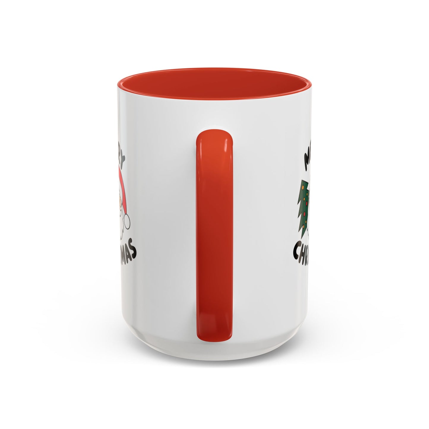 Christmas Mug - Merry Christmas Black Text Santa Tree