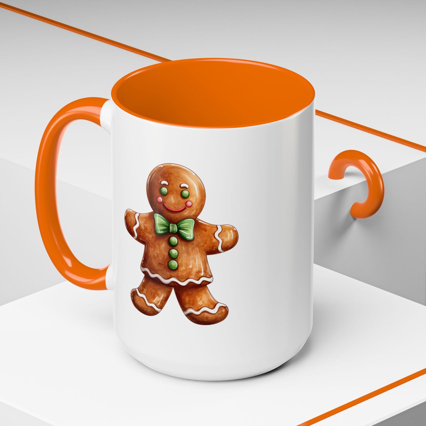 Christmas Mug - Gingerbread Man Green Bow