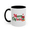Christmas Mug - Merry Christmas Green & Red Text Santa Presents