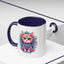 Animal  - Mystic Cat Turquoise & Coral Flowers