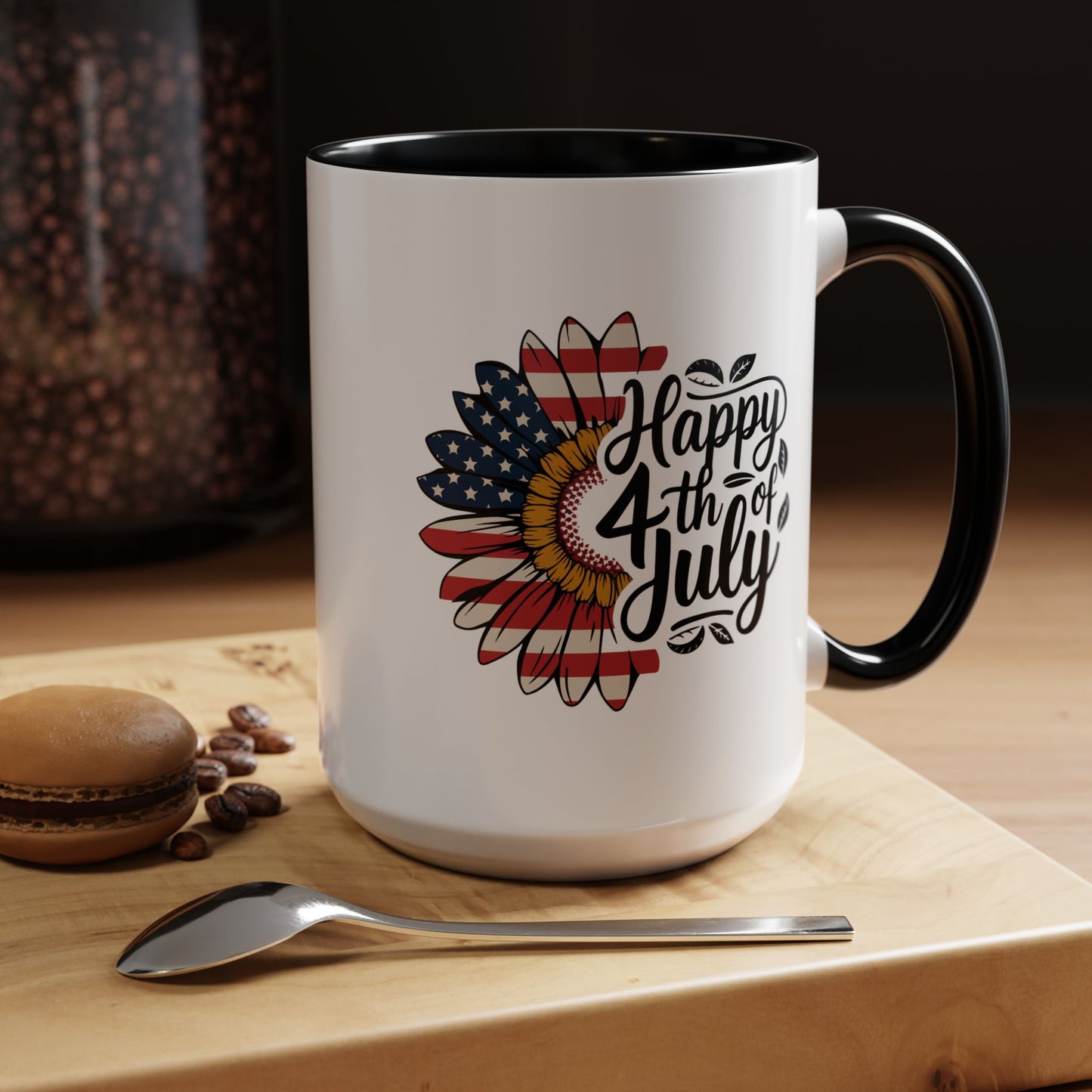 4th of July Mug - Happy 4th of July Sunflower USA Flag