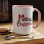 Christmas Mug - Merry Christmas Red & Green Text Bow