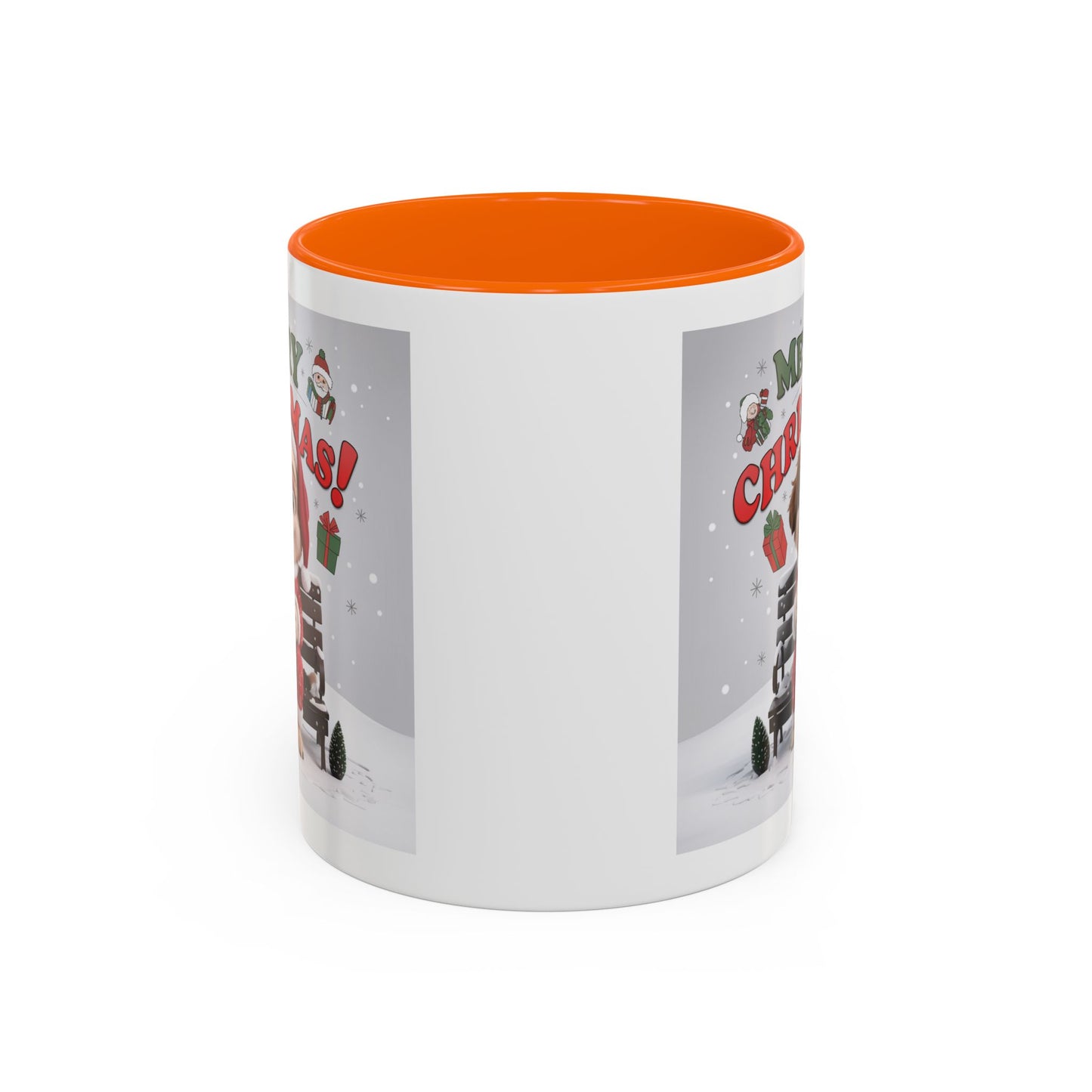 Christmas Mug - Merry Christmas Red Text Puppy Red Top
