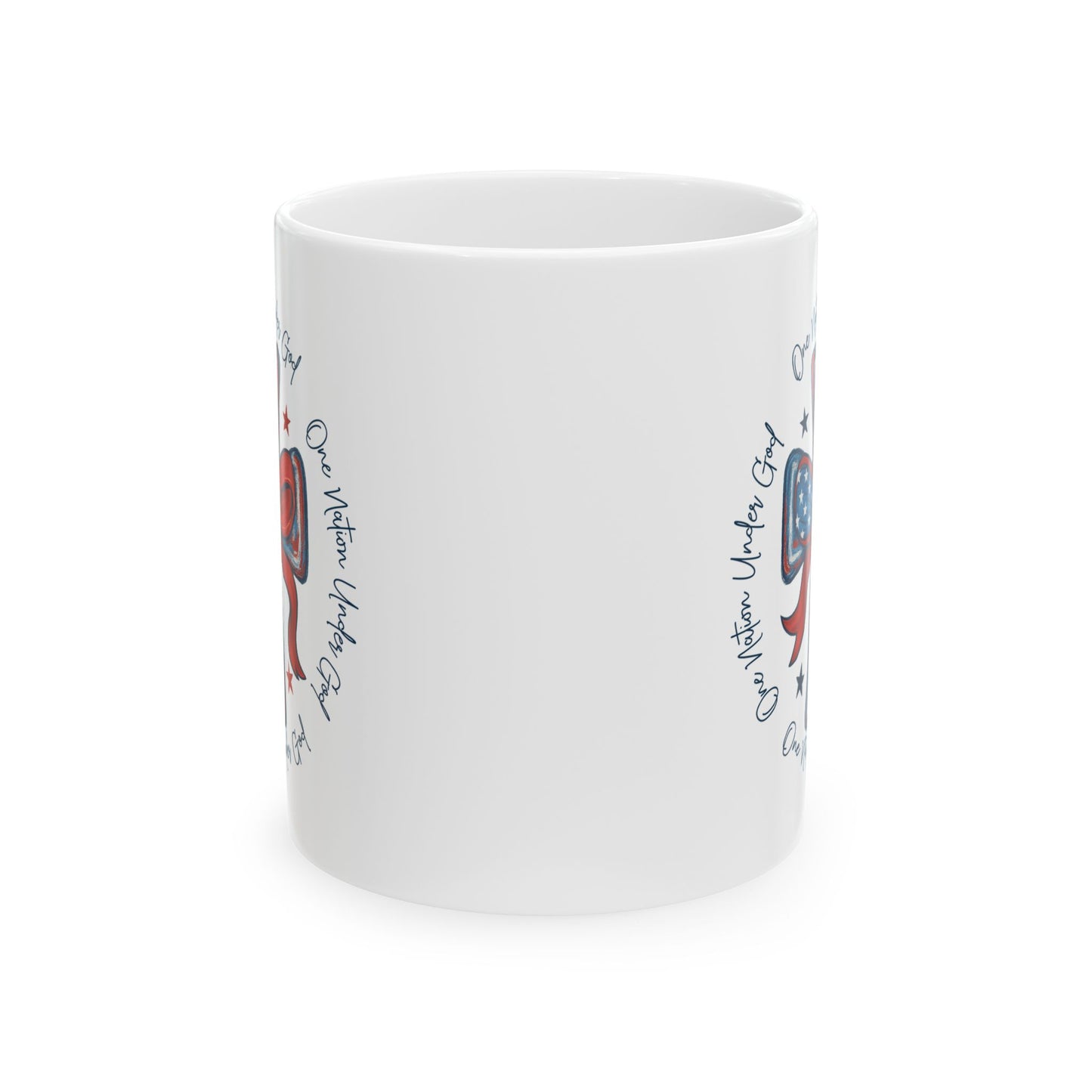 4th of July Mug - Patriotic Cross with Ribbon & Stars