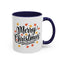 Christmas Mug - Merry Christmas Black Text Fall Leaves