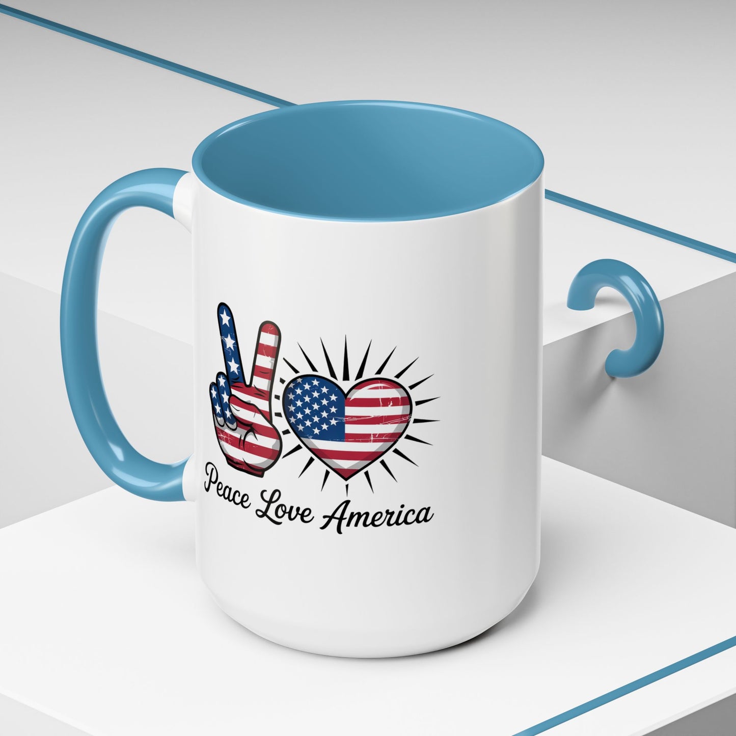4th of July Mug - Peace Love America