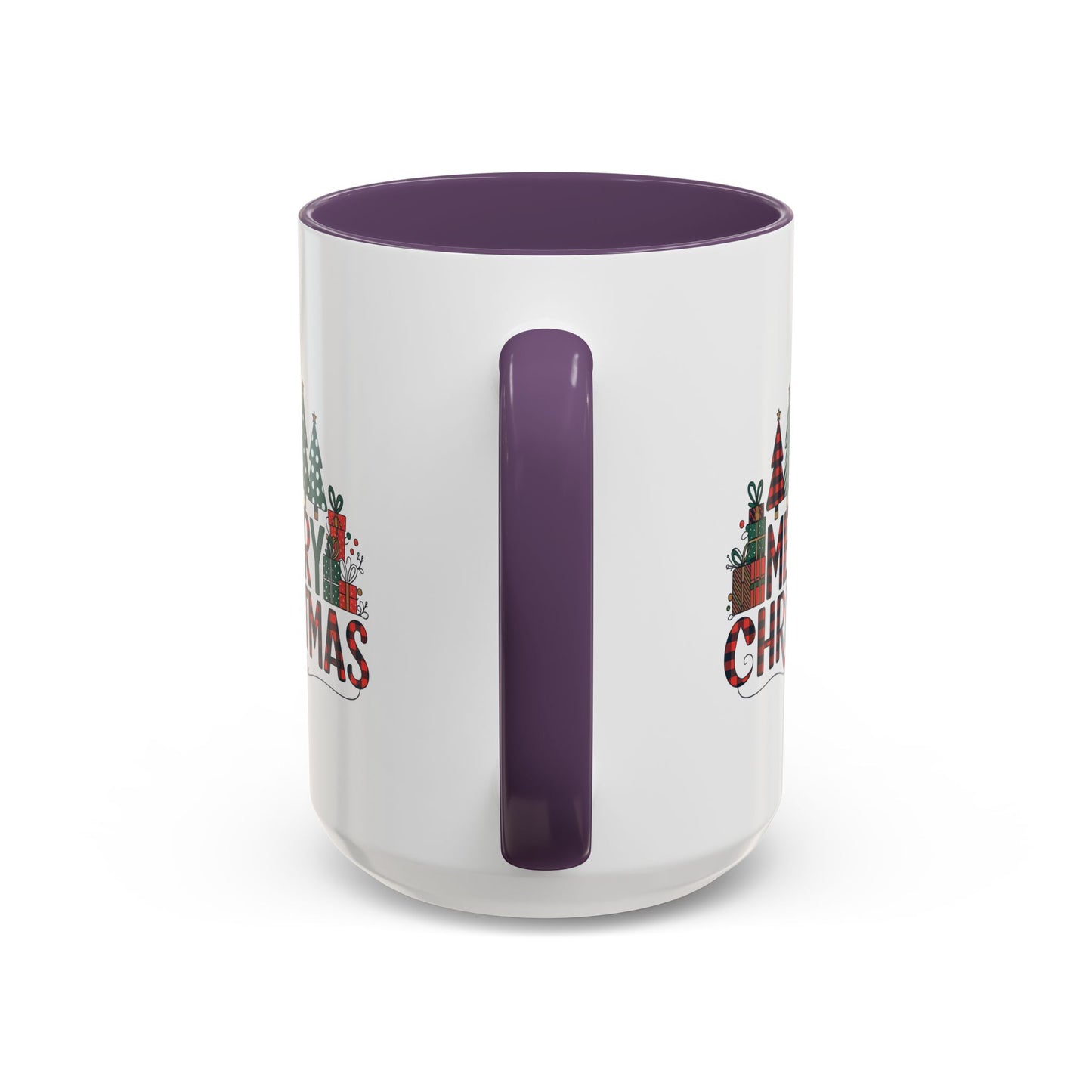 Christmas Mug - Merry Christmas Tartan Text Trees Presents